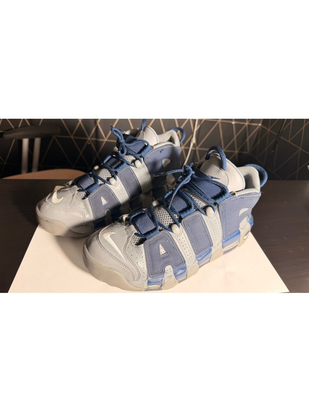 Nike Air More Uptempo Men's Basketball Shoes Blue and Gray Size 10